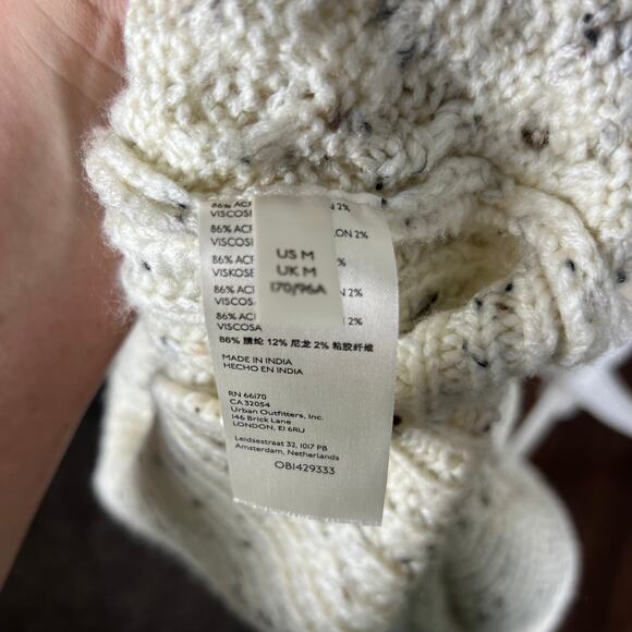 Free People New Dream Sweater Cream Speckled Off Shoulder Cable Knit Size M - Picture 7 of 9